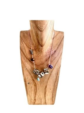 🍒NEW Handmade Tidbit Necklace With Amethyst, Leather and Brass Charms by Loaded